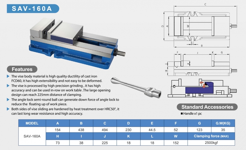 Ê tô khóa góc chính xác CNC SAV-160A