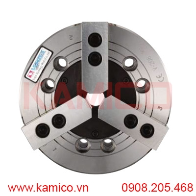 Mâm cặp thủy lực 3 chẫu lỗ thông suốt Vertex