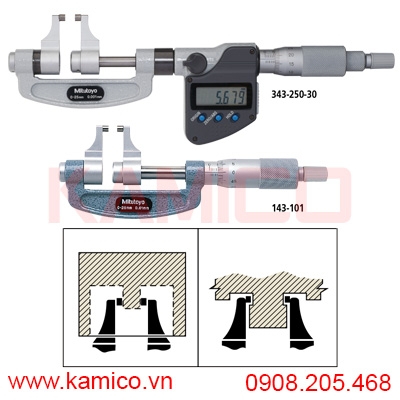 Panme cơ khí đo ngoài mỏ cặp series 143 hệ Inch