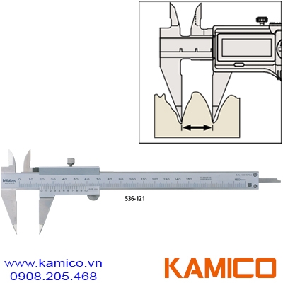 536-121 Thước cặp cơ khí mỏ nhọn 0-150mm x0.01mm