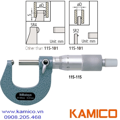 115-153 Panme cơ khí đo thành ống 0-1” x0.0001”