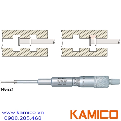 146-221 Panme cơ khí đo rãnh 0-25mm x0.01mm Mitutoyo 