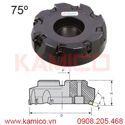 Đài dao phay khỏa mặt 75° Vertex