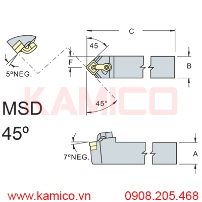 Cán dao tiện ngoài CNC MSD Vertex