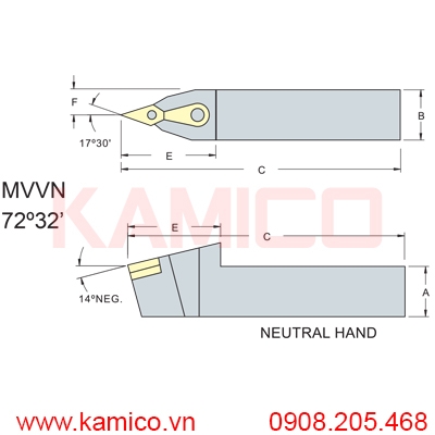 Cán dao tiện ngoài CNC MVVN Vertex