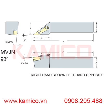 Cán dao tiện ngoài CNC MVJN Vertex