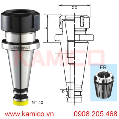 Bầu kẹp dao phay chuôi NT30, NT40, NT50 collet ER Vertex 