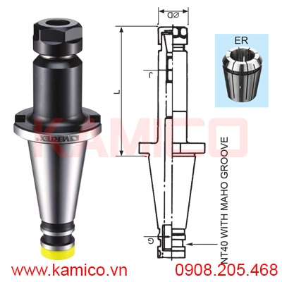 Bầu kẹp dao phay loại dài chuôi NT30, NT40 collet ER Vertex 