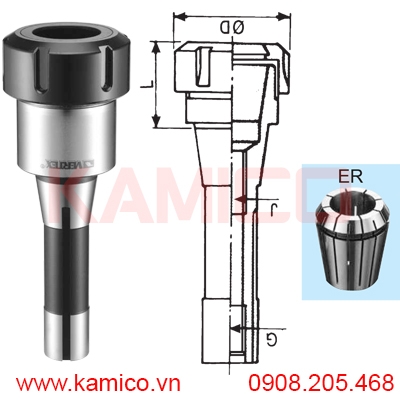 Bầu kẹp dao phay chuôi côn R8 collet ER Vertex