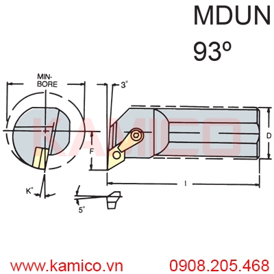 Cán dao tiện trong góc 93° MDUN Vertex