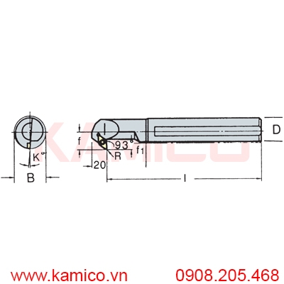 Cán dao tiện trong góc 93° SDZC Vertex