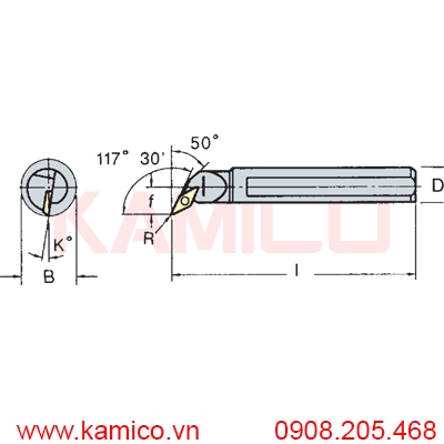 Cán dao tiện trong góc 117° SVQC Vertex