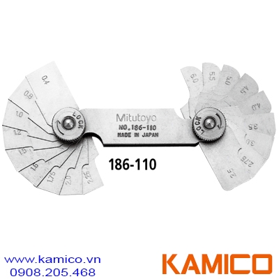 186-110 Dưỡng đo bán kính 0.4-6mm, 18 lá Mitutoyo