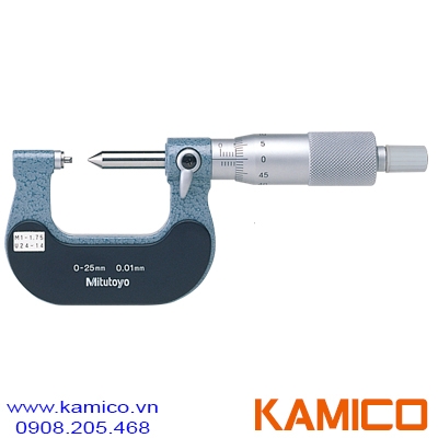 125-102 Panme cơ khí đo ren 0-25mm, bước ren 0.6-0.9mm