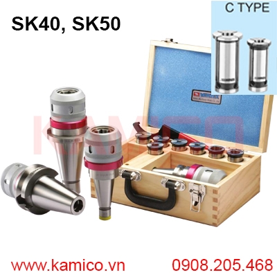 Bộ bầu kẹp dao phay collet trụ c chuôi SK40, SK50 Vertex